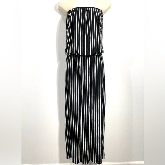 Venus Lascana Black Stripe Strapless Maxi Dress - Picture 6 of 8